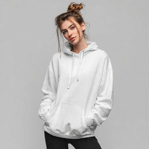 Hoodie d'hiver à épaules tombantes pour femme, pull à capuche noir style streetwear, en polaire 550 g/m², coupe oversize - Product Image 1