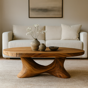 Mesa de Centro Moderna de Madera Maciza con Borde Natural, Hecha a Mano, Duradera y Ecológica para Uso en el Hogar o Hoteles - Product Image 2