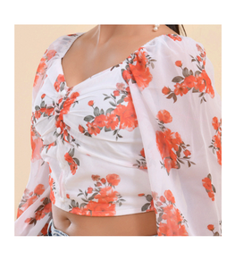 Blusa Elegante Asimétrica de Georgette Estampada, Manga Larga, Suave, Ligera y Cómoda para Mujer, Ideal para Fiestas, Oficina y Eventos Nocturnos - Product Image 3