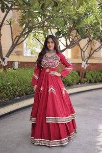 <b>Women</b> Ethnic <b>Red</b> Cotton <b>Blouse</b> With Colorful Embroidery And Shell Details Traditional Indian Pakistani Style Casual Wear - Product Image 6