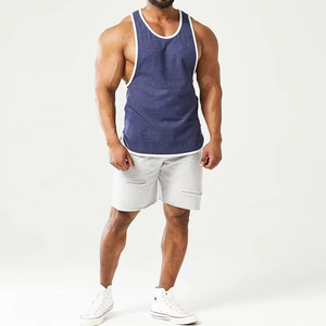 Men Solid Color Cotton Knitted O-Neck Sleeveless Tank Top Casual Wear Breathable Customized Logo Fitness Wear <b>Running</b> <b>Singlet</b> - Product Image 5