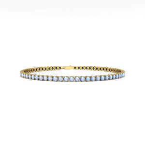 สร้อยข้อมือเทนนิสประดับพลอยมูนสโตนสีรุ้งธรรมชาติทรงกลมทอง 14K รุ่นใหม่ปี 2026 งานแฮนด์เมด เครื่องประดับชั้นดี ของขวัญสำหรับเธอ - Product Image 1