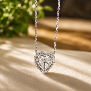 Collier pendentif de fiançailles en moissanite ronde avec halo en forme de cœur, cadeau de la Saint-Valentin pour femmes - Product Image 4