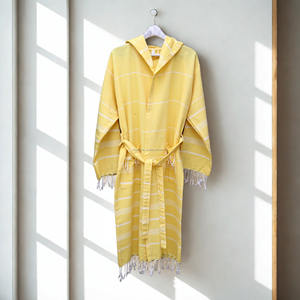 Peignoir en coton turc avec poches et franges, qualité supérieure, absorbant, pour la maison, le spa, l'hôtel, le hammam - Product Image 2