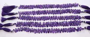 Cuentas de Amatista Africana Natural AAA, Forma de Pera Facetada, 6x9MM, Cuentas de Piedras Preciosas de Amatista, Hilo de 8 Pulgadas, Cuentas Facetadas - Product Image 2
