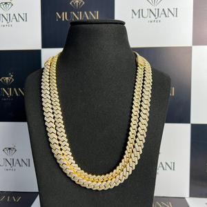 สร้อยคอทองคำชุบแบบกำหนดเอง ประดับเพชร VVS คุณภาพสูง ดีไซน์แบบ Cuban Link ทรง Brilliant Cut ของขวัญแต่งงานสำหรับผู้ชาย - Product Image 2