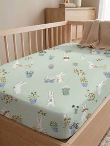 Sábana Ajustable de Lyocell Natural 40s, Transpirable y Fresca, con Diseño de Conejo de Dibujos Animados para Niños, 215 Hilos, Lavable a Máquina - Product Image 6
