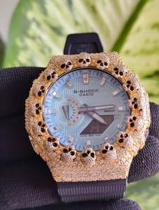 Reloj de Lujo de Oro Rosa con Incrustaciones de Moissanita y Diamantes, Estilo Hip Hop, con Diseño de Calavera - Product Image 1