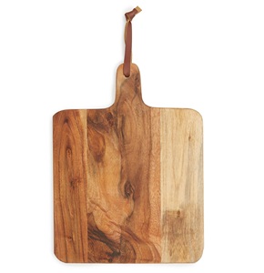Tabla de cortar de madera maciza de teca y acacia de doble cara personalizada con asa para uso doméstico en la cocina - para pizza y pasta - Product Image 2