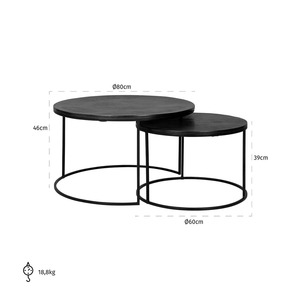 Mesa de Centro Apilable de Estilo Industrial Moderno, Pieza Icónica Imprescindible, Estructura Metálica con Superficie Martillada, Muebles para Sala de Estar - Product Image 3