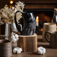 Dropshipping : Cornes à boire vikings originales, artisanales et polies, en corne de buffle naturelle, Mug viking et Chope à bière, style vintage