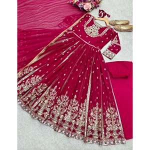 Vestido de Chifón de Diseño para Mujer con Bordado de Lentejuelas, Mangas Tres Cuartos y Dupatta - Estilo Elegante - Product Image 1