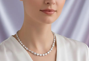 Luxury Moissanite <b>Statement</b> <b>Necklace</b> Emerald Cut 925 Silver Rhodium Plated Women's Wedding Jewelry - Product Image 4