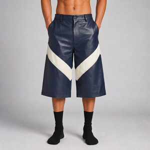 Pantalones Cortos de Cuero Personalizados de 400 GSM, Estilo Baggy, Cinco Bolsillos, para Marcas de Ropa Urbana, Venta al Por Mayor - Product Image 3