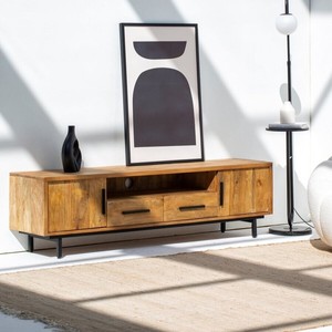Mueble de TV Clásico de Madera Vandana Altis Merino, Consola de Entretenimiento Moderna de Madera Sólida Minimalista - Product Image 3