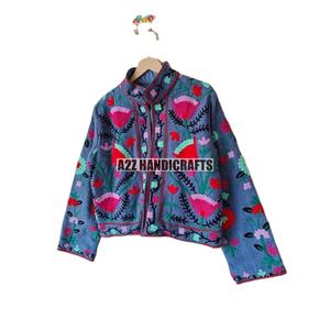 Vêtements pour femmes veste unisexe vente en gros indien TNT coton vestes hiver à la main manteau broderie Suzani veste - Product Image 1