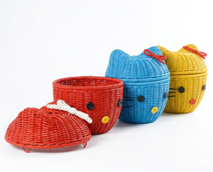 Panier de rangement en osier pour le linge, produit indonésien, mignon, chaton, pour tout usage - Product Image 3