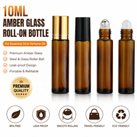 Flacon roll-on en verre ambré de 10 ml avec bille en acier pour l'emballage d'huiles essentielles