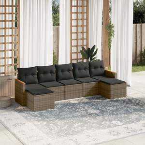 Conjunto de Sofás de Jardín de Acero con Recubrimiento en Polvo y Ratán PE Gris, Producto de Poliéster Duradero - Product Image 1
