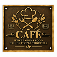 Plaque de signalisation moderne en laiton avec motif tasse à café 5x10 po, origine Royaume-Uni, pour porte d'entrée, résistante à l'eau