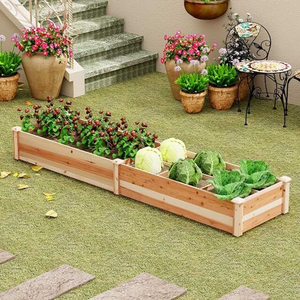 Jardinière rectangulaire en cèdre de haute qualité, en bois naturel, pour l'extérieur, pour la culture de légumes et de fleurs. - Product Image 6