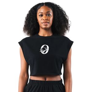 Camiseta Deportiva Corta sin Mangas para Mujer, Color Negro, de Algodón, para Gimnasio, Fitness, Entrenamiento, Ejercicio, Ropa Deportiva - Product Image 1