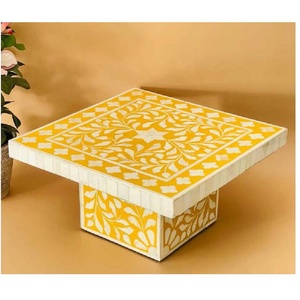 High Quality Bone Inlay Floral Pattern Square Cake <b>Stand</b> <b>Plate</b> Dessert <b>Display</b> Cupcake <b>Stands</b> Decorative Serving Wholesale Price - Product Image 4