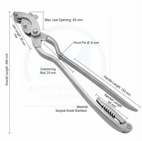 Pince de réduction orthopédique manuelle 28 cm à mâchoires à cliquet en acier inoxydable chirurgical, ouverture max. 60 mm