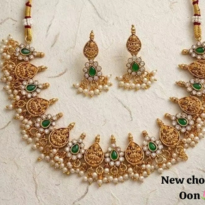 High Quality Traditional South Indian Ethnic Brass Bridal <b>Set</b> Zircon Flower Design Rose <b>Gold</b> Plated Third Party Wedding - Product Image 1