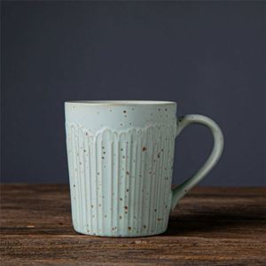 Vintage Ceramic <b>Mug</b> Vertical Stripes Creative Japanese-Style Coffee Cup Rustic <b>Earthenware</b> Cup - Product Image 5