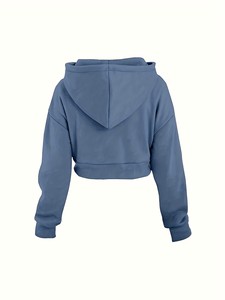 Front Hooded Lined Hip Hop Solid Sweatshirt <b>Jacket</b> Fashionable Design Regular Long Sleeve Top for Autumn and Winter - Product Image 3