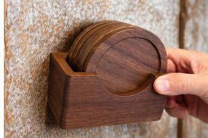 Walnut Wood <b>Coasters</b> Set Wooden Drink <b>Coasters</b> Natural Wood Cup <b>Coaster</b> Set Heat Resistant Coffee <b>Table</b> <b>Coasters</b> Rustic Home Dec - Product Image 5