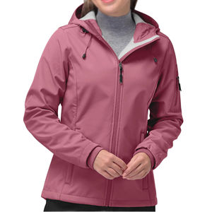 Chaqueta Softshell con Capucha para Mujer, Impermeable, Transpirable, Cortavientos, Ligera, Diseñada para Actividades al Aire Libre, Senderismo, Esquí, Color Liso - Product Image 1