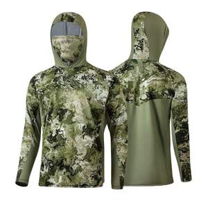 เสื้อผ้าตกปลาแบบกันน้ำพิมพ์ลายตามสั่ง MOQ ต่ำ ป้องกันแสงแดด ผลิตจากผ้าสแปนเด็กซ์/โพลีเอสเตอร์ พร้อมฮู้ดและหน้ากากปิดหน้า - Product Image 1