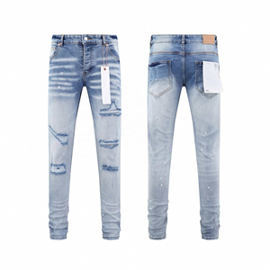 <b>Men's</b> Slim Fit <b>Ripped</b> Denim <b>Jeans</b> Light Wash Mid Waist Pencil Pants Casual Wear Style - Product Image 6