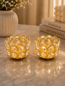 Porte-bougie en cristal doré, porte-bougie décoratif pour la maison, le salon, la table à manger, les mariages et la décoration festive - Product Image 4