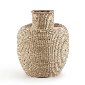 Vase Urne Artisanale en Jonc de Mer Écologique, Décoration de Table, Taille et Couleur Personnalisables, Design Minimaliste, Pot à Bougie, Plaque – Nouveauté Tendance - Product Image 1