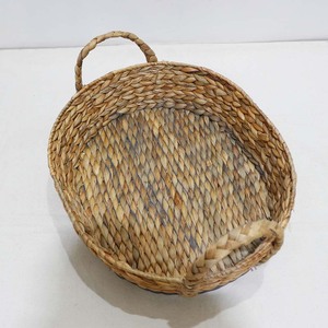 New Design Round <b>Serving</b> <b>Tray</b> Basket with Two Tone <b>Black</b> Bottom and Braided Handles for Home Decor - Product Image 3