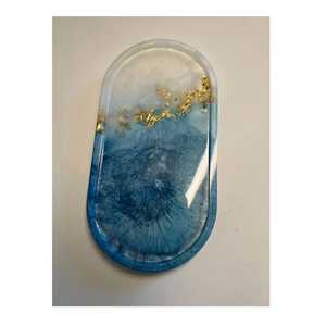 Ensemble de 3 plateaux à bijoux ovales en résine colorée, thème galaxie et plage, plat décoratif pour bibelots, présentoir à parfums pour la décoration de chambre - Product Image 3