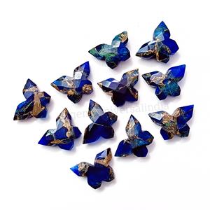 Cuentas de piedras preciosas talladas a mano en forma de mariposa, color azul turquesa Mohave, cuentas sueltas de cobre y turquesa para la fabricación de joyas, 10x14 mm - Product Image 2