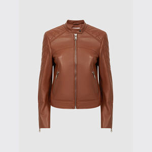 Veste de moto en cuir véritable pour femme de haute qualité avec garniture en fourrure, réversible, imperméable, style motard d'hiver, veste en cuir pour femme - Product Image 5
