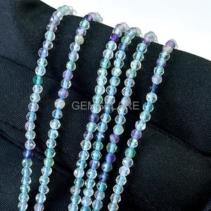 Cuentas Redondas Microfacetadas de Fluorita Arcoíris Natural de 2MM, Cuentas de Piedras Preciosas Sueltas con Corte de Diamante, Cuentas de Fluorita Arcoíris para Joyería - Product Image 4