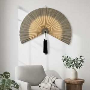 พัดไม้ไผ่ตกแต่งขนาดใหญ่สำหรับติดผนัง – ของตกแต่งสไตล์โบโฮวินเทจธรรมชาติสำหรับห้องนั่งเล่น ห้องนอน - Product Image 5