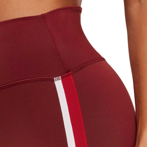 Leggings de sport pour femmes à taille haute avec logo personnalisé et bande latérale, couleur bordeaux, pour yoga et fitness - Product Image 6