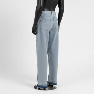 Jean droit en denim personnalisé pour homme, haute qualité, style streetwear, délavé, coupe ample 2026 - Product Image 2