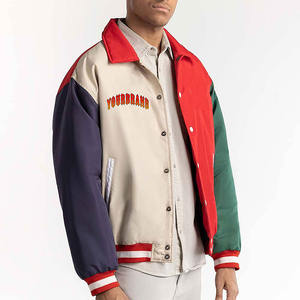 แจ็คเก็ตเบสบอลหนัง PU ปักโลโก้แบบ Letterman คุณภาพสูงสีดำแบบกำหนดเองสำหรับผู้ชาย - Product Image 4