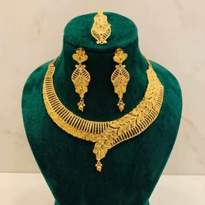 Ensemble de bijoux élégant pour femmes, 4 pièces, en cuivre et laiton plaqué or 24 carats, collier pour mariage, fiançailles, anniversaire, cadeau, fête - Product Image 1