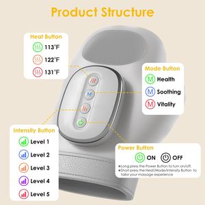 Massaggiatore Manuale Senza Fili con 14 Airbag, 3 Modalità di Massaggio, 5 Livelli di Intensità e 3 Livelli di Calore, Alimentato USB per Artrite e Sindrome del Tunnel Carpale - Product Image 3