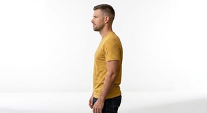 Camiseta de Manga Corta para Hombre, Ligera, de Color Sólido, Cuello Redondo, Informal, de Algodón, Tejido de Punto, 230g, Diseño Liso Teñido - Product Image 3