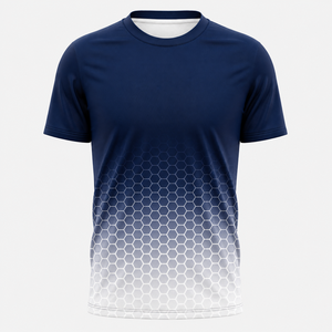 T-shirt à manches courtes pour homme, motif hexagonal dégradé, col rond, séchage rapide, coupe sportive régulière, 100% polyester, impression par sublimation - Product Image 3